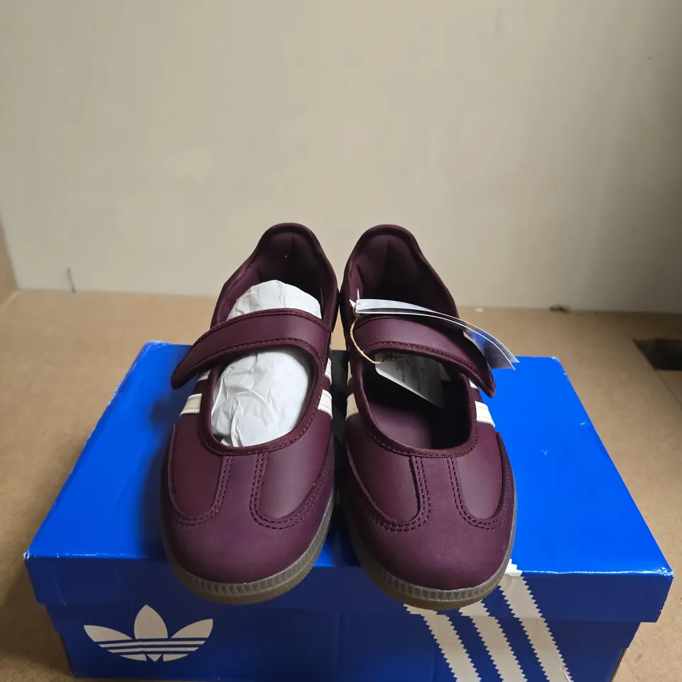 BOXED PAIR OF ADIDAS SAMBA JANE W WOMEN'S SHOES – MAROON, UK 6.5