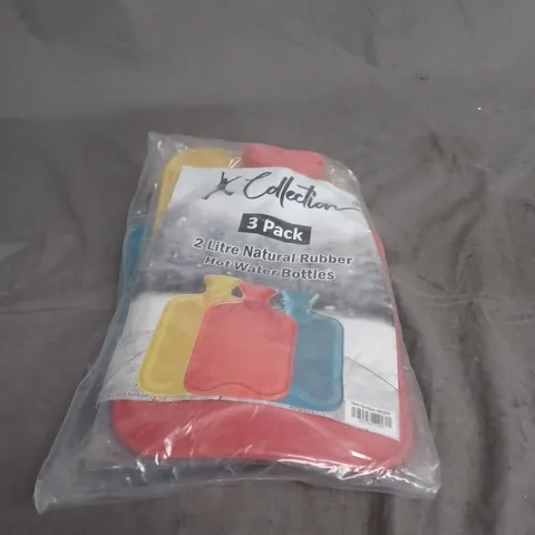 X COLLECTION 3 PACK 2L NATURAL RUBBER HOT WATER BOTTLES