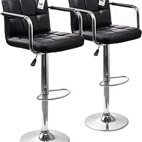BOXED DISPLAY4TOP BAR STOOLS, WITH CHROMED FRAMEWORK, 360 DEGREE ROTARY, SOFT PADDED CHAIRS, SET OF 2