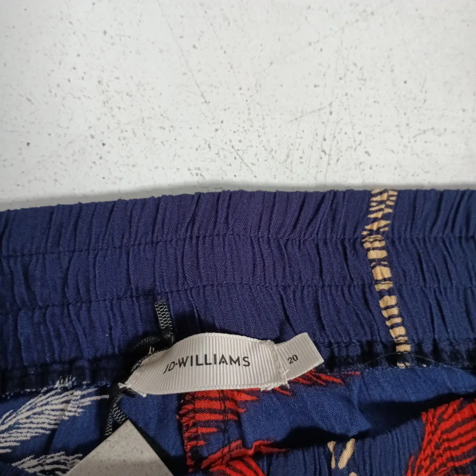 JD WILLIAMS NAVY PALM-PRINT WIDE-LEG PANTS – UK SIZE 20