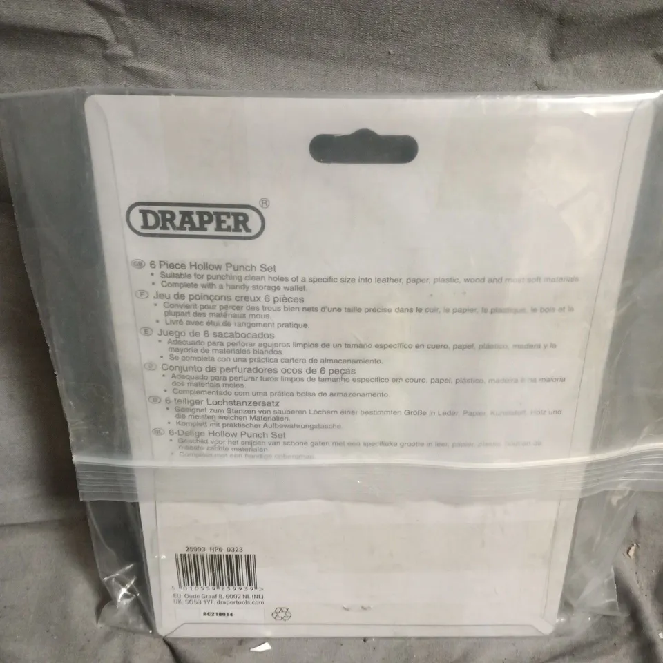 DRAPER 6 PIECE HOLLOW PUNCH SET – IN ORIGINAL PACKAGING