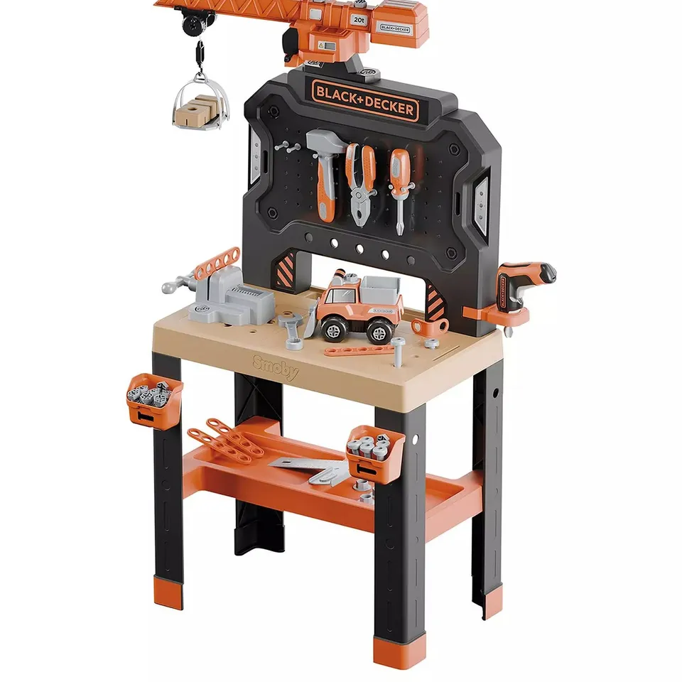 Builder Toy Workbench with Crane