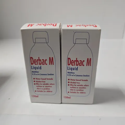 DERBAC M LIQUID HEAD LICE TREATMENT – MALATHION 0.5% W/V, 2 X 150ML BOXES
