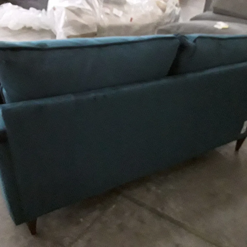 QUALITY DESIGNER PASHA HIGH BACK 2 SEATER SOFA - TEAL FABRIC