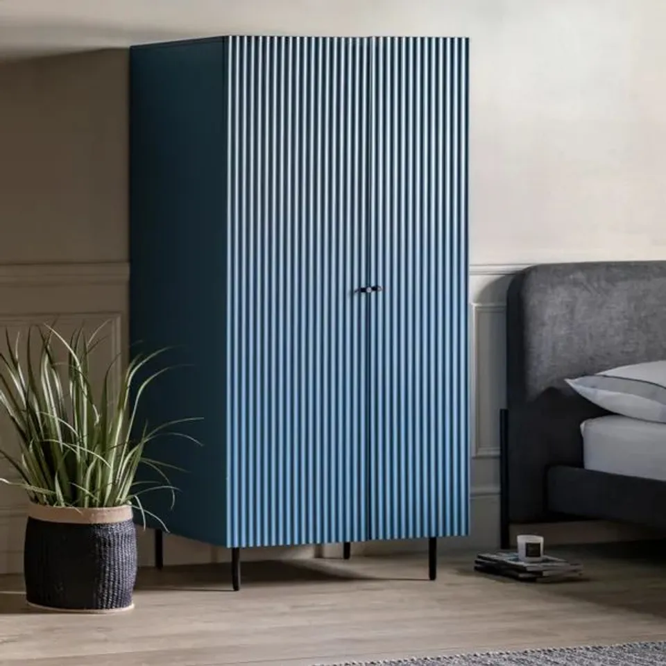 BOXED BAYBRIDGE 2 DOOR WARDROBE - BLUE (1 BOX)