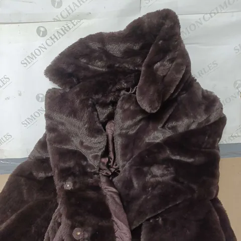 REAL FAUX FUR COAT SIZE 12 BROWN