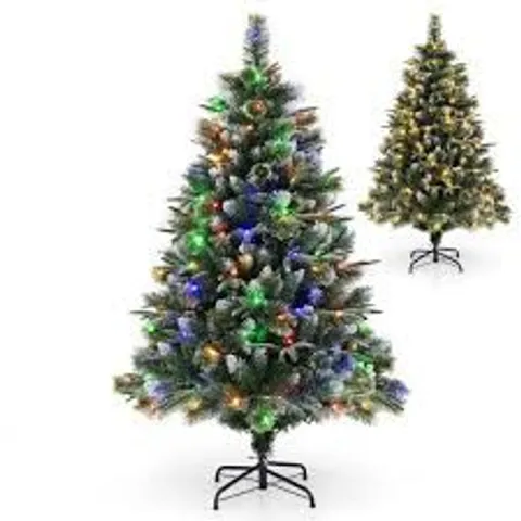 BOXED 180/150 CM PRE-LIT ARTIFICIAL CHRISTMAS TREE WITH 856/476 PINE NEEDLES/FLOCKED PVC/PE TIPS-150 CM