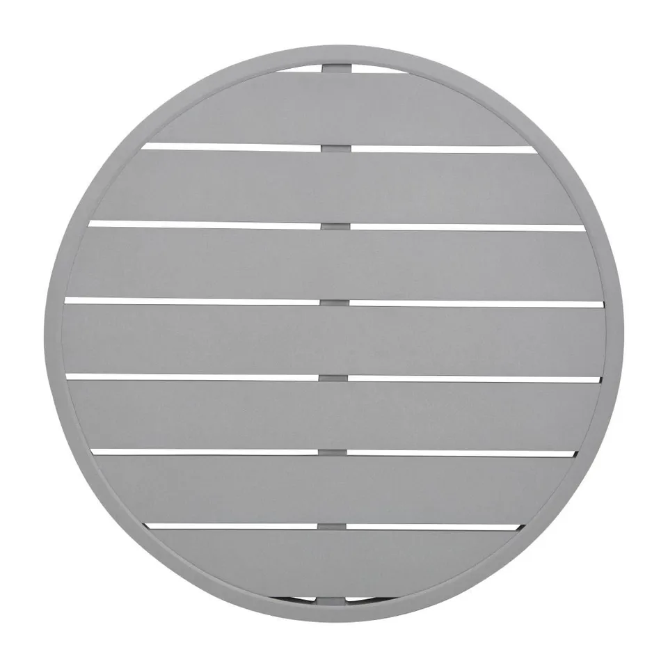 PALLET CONTAINING 11 BRAND NEW BOLERO ALUMINIUM ROUND TABLE TOP LIGHT GREY 580MM