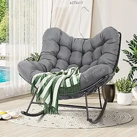 BOXED OVERSIZED ROCKING CHAIR, WIDE ROCKING LOUNGER WITH EXTRA THICK SEAT (1 BOX)