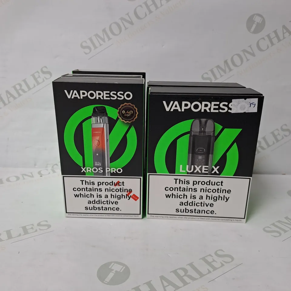 5 ASSORTED VAPORESSO E-CIGARETTE PRODUCTS TO INCLUDE LUXE X AND XROS PRO KITS