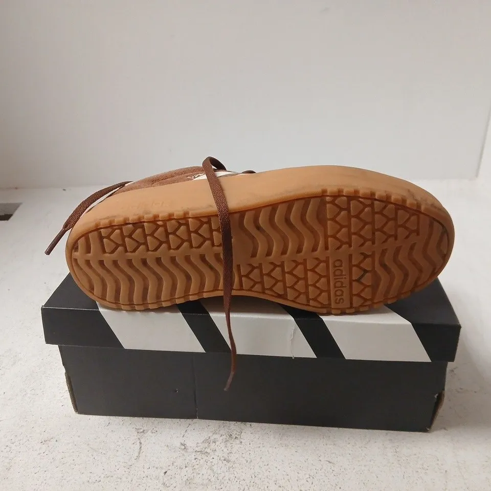 ADIDAS BROWN SUEDE SNEAKERS WITH WHITE STRIPES AND GUM SOLE UK 5 WOMENS
