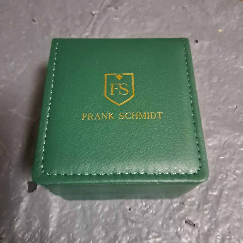 FRANK SCHMIDT GENTS WATCH WITH TEXTURED DIAL WITH DATE LEATHER STRAP IN GIFT BOX 