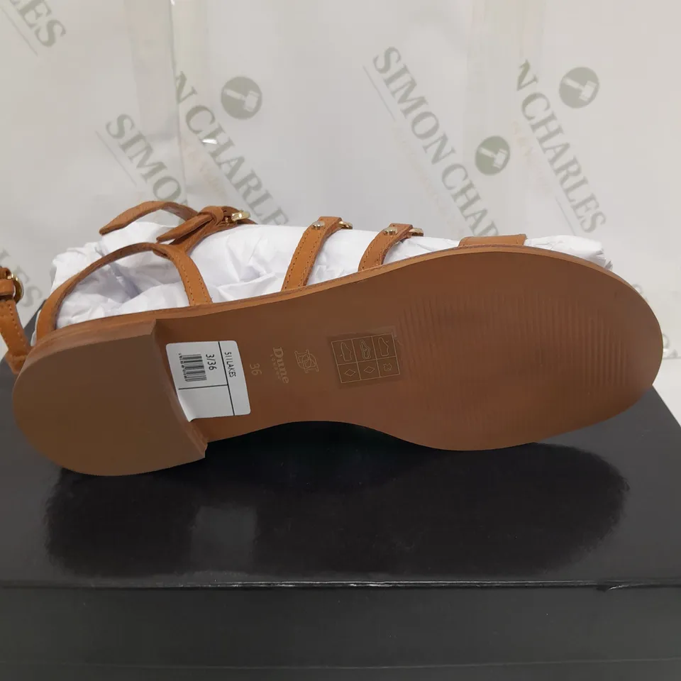 DUNE LONDON HARDWARE SANDAL IN TAN SIZE 3