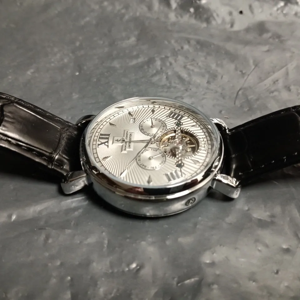 SAMUEL JOSEPH WRISTWATCH WITH BLACK LEATHER STRAP
