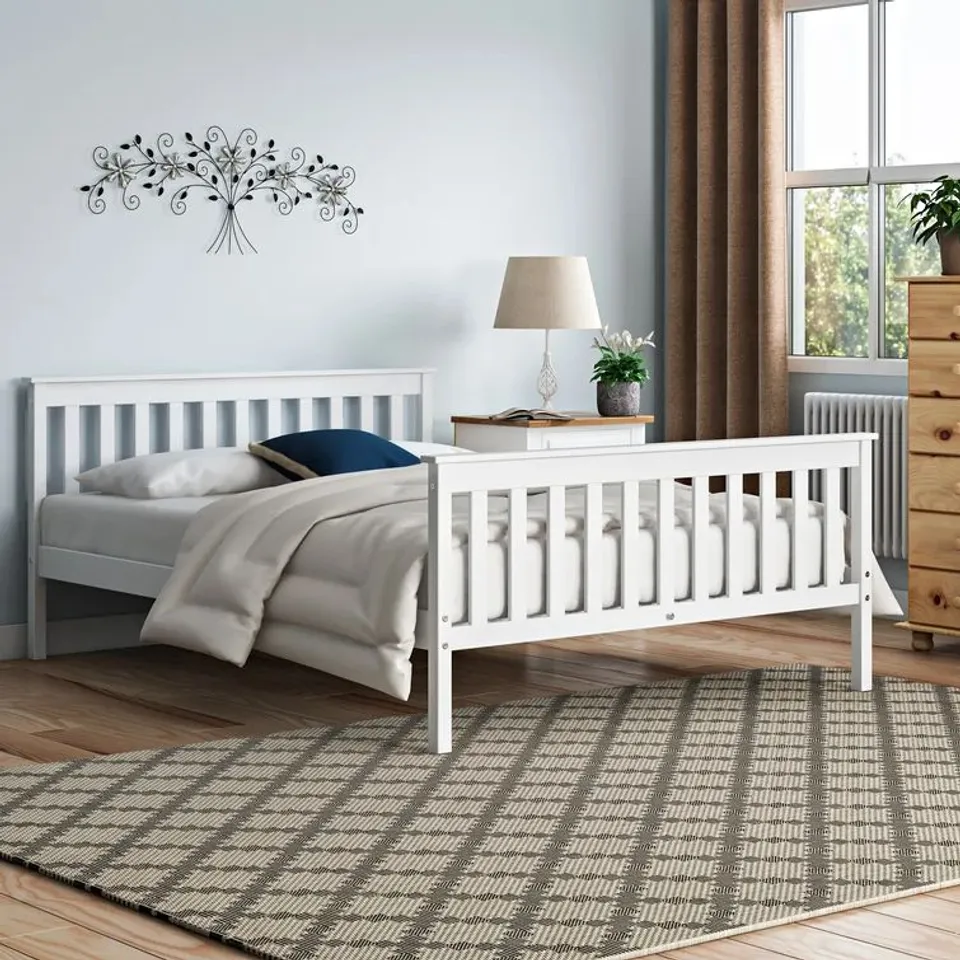BOXED DESIGNER FARWELL BED FRAME WHITE (2 BOXES)
