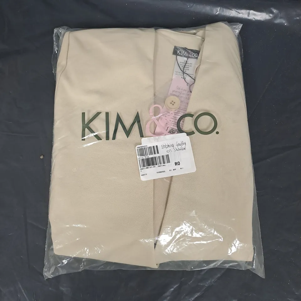 KIM & CO PONTE CREPE LONG SLEEVE BUTTON JACKET - L