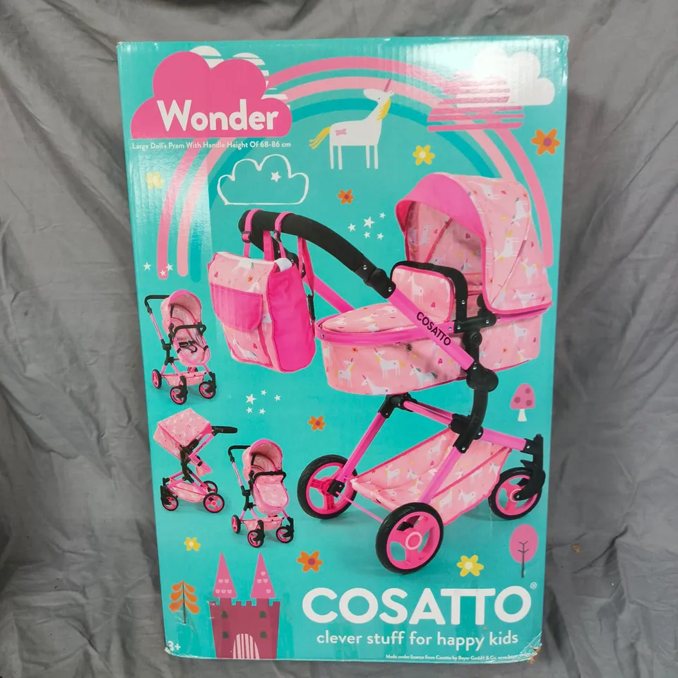 BOXED COSATTO UNICORN PRINT WONDER DOLL PRAM