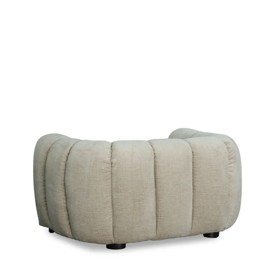 BRAND NEW BOXED BELLE SNUGGLER CHAIR IN GLAM BLOCK FABRIC - NATURAL