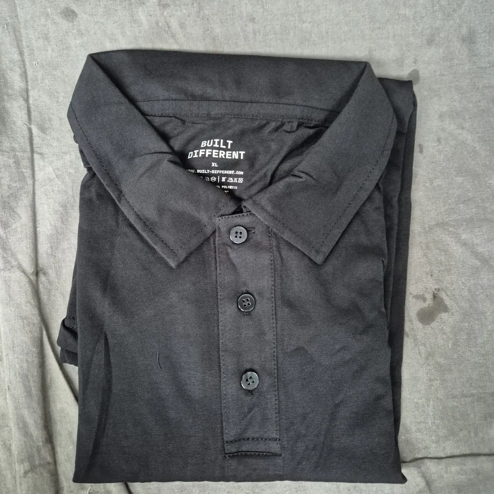 BUILT DIFFERENT MEN'S BLACK POLO SHIRT – XL (UK)
