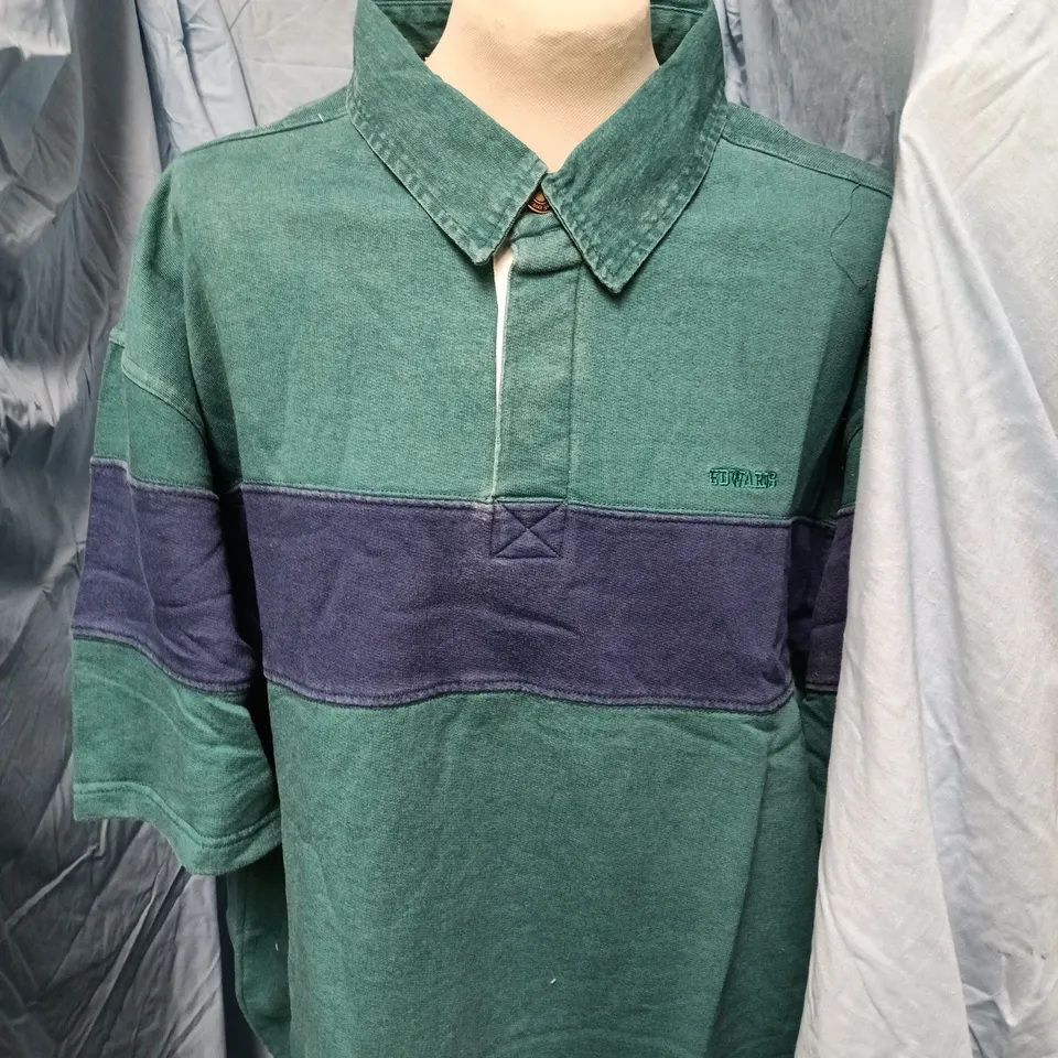 EDWARDS HEAVIES POLO SHIRT – AQUA/NAVY – SIZE L/XL – STYLE ED34