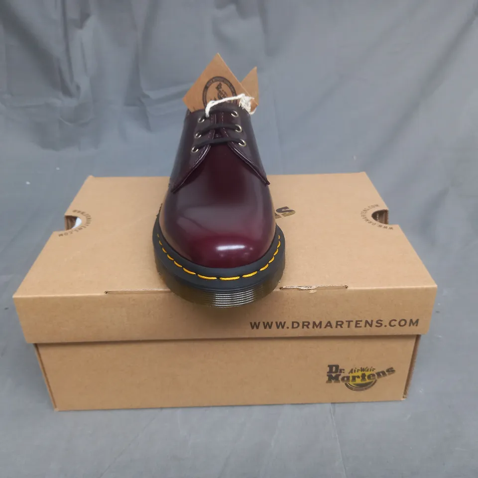 BOXED PAIR OF DR MARTENS BROGUES IN CHERRY RED UK SIZE 5