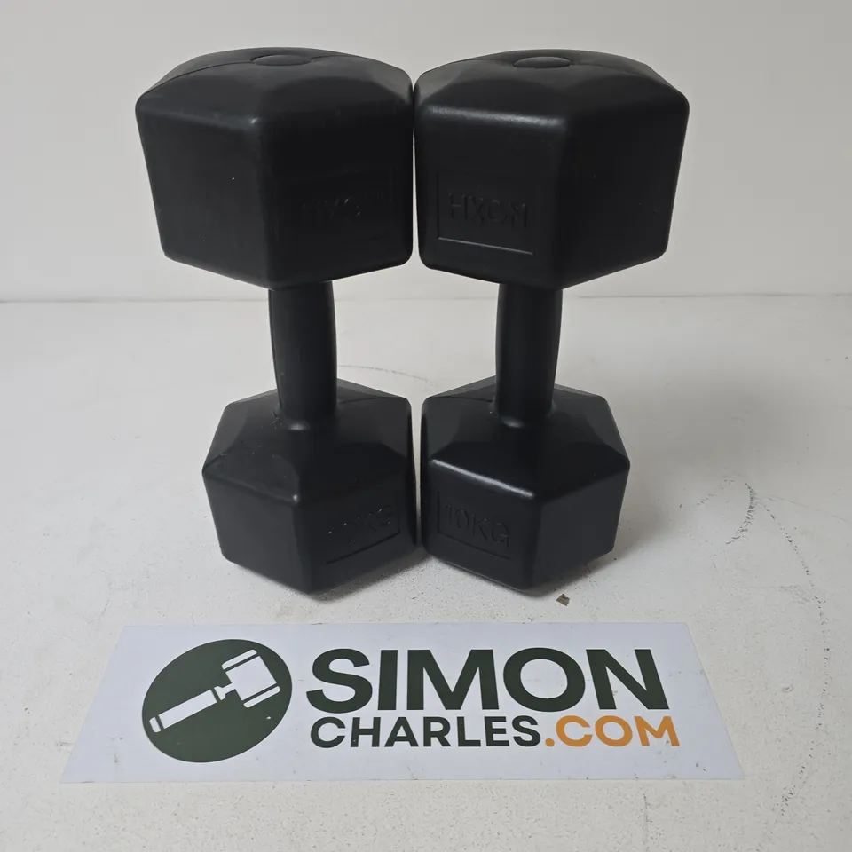 PAIR OF HXGN 10KG DUMBBELLS