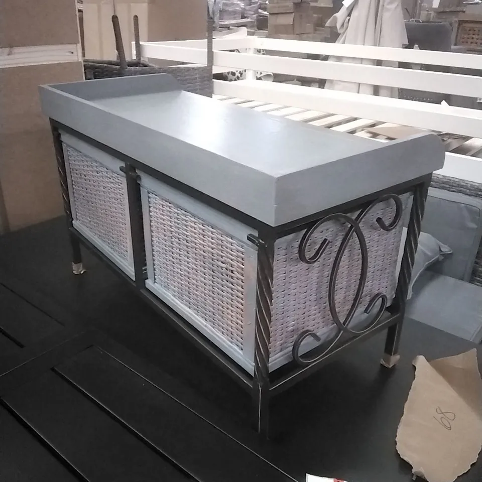 ALLENPORT WOOD/METAL STORAGE BENCH - GREY 