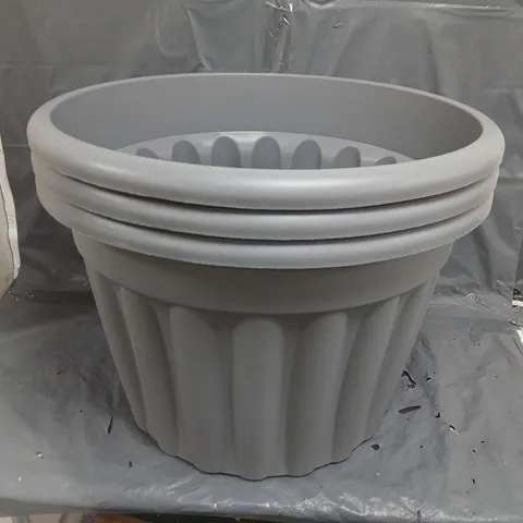 LOT OF 3 WHAM LARGE GREY PLANTERS - 60CM