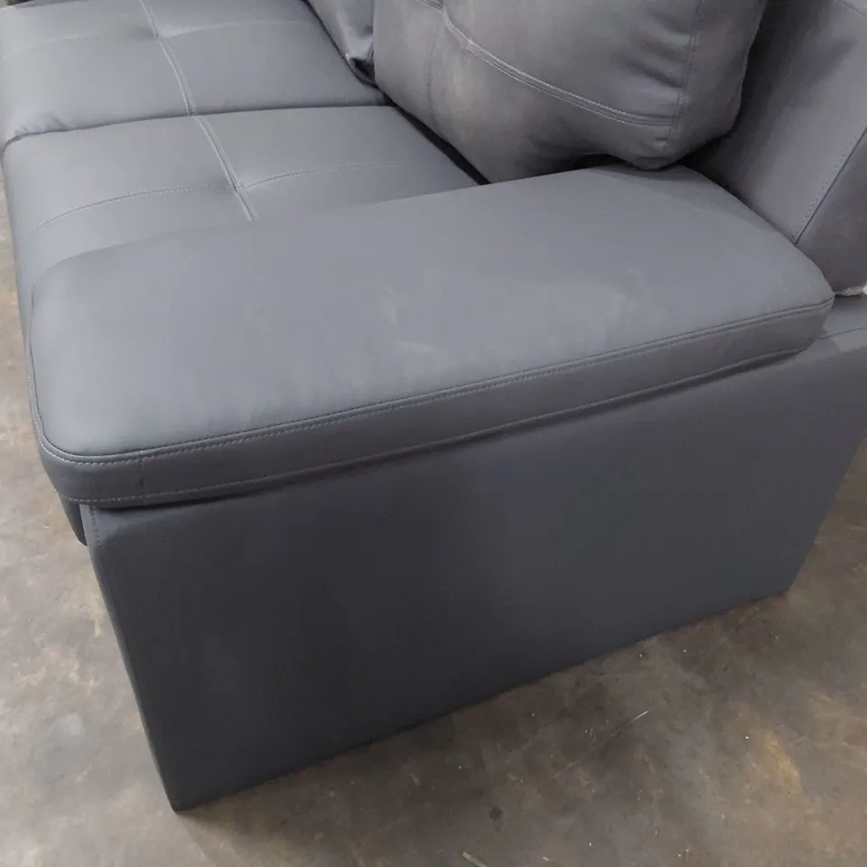 DESIGNER TWO SEATER SOFA GREY LEATHER 