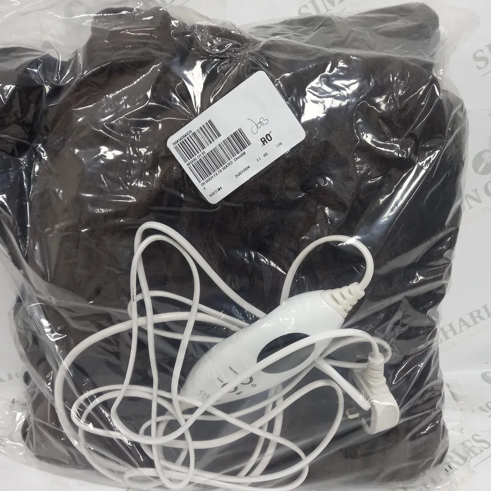 BOXED COZEE HOME FAUX FUR HEATED THROW IN CHOCOLATE