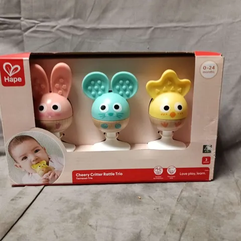 HAPE CHEERY CRITTER RATTLE TRIO (3 PIECES) β BABY TOY