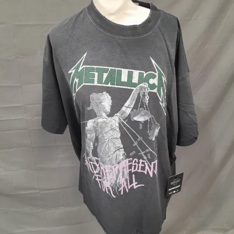 REPRESENT METALLICA JUSTICE TSHIRT IN STAINED BLACK SIZE M