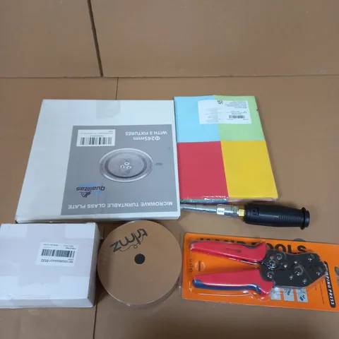 APPROXIMATELY 15 ASSORTED HOUSEHOLD PRODUCTS TO INCLUDE MICROWAVE TURNTABLE , TOOL SETS 