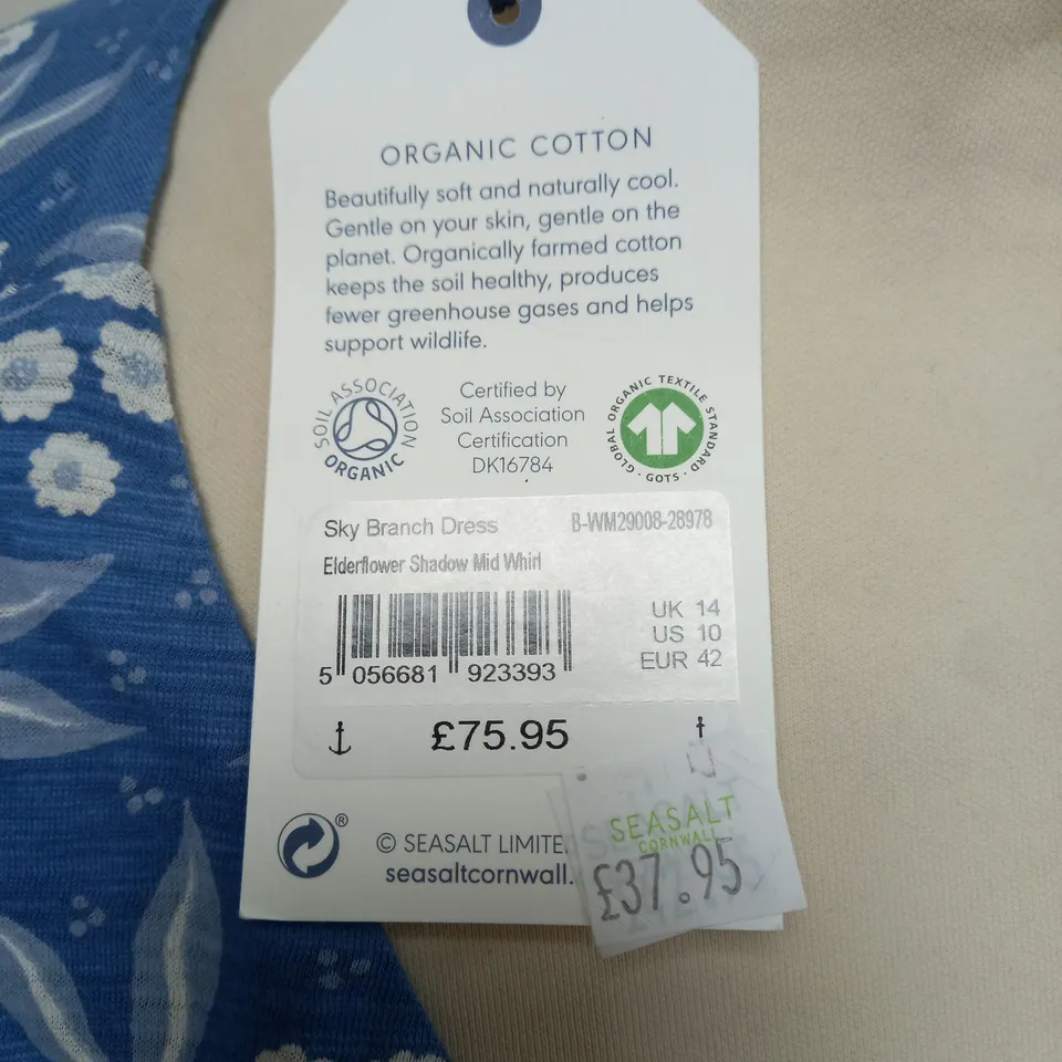 SEASALT CORNWALL ELDERFLOWER SHADOW MIDI DRESS SIZE 14