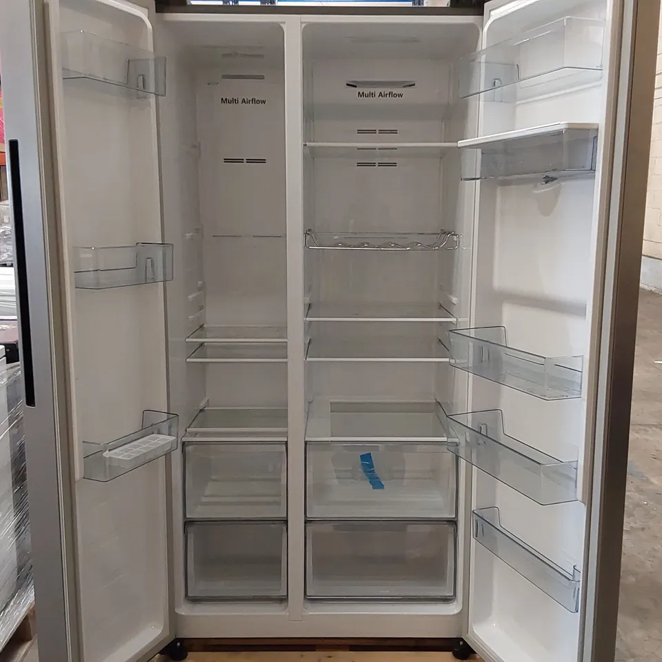 FRIDGEMASTER MS91547DFE FREESTANDING AMERICAN SIDE BY SIDE DOOR FRIDGE FREEZER 547L, METAL GREY, INVERTER COMPRESSOR, NON-PLUMBED WATER DISPENSER, 91 × 178.6 × 64.3 CM