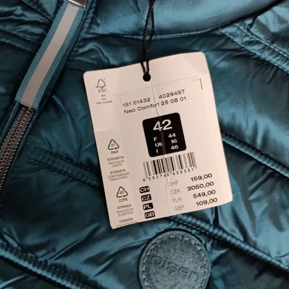 OLSEN OUTDOOR TEAL PUFFER GILET VEST – WOMEN'S UK 16 (EU 42)