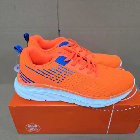 BOXED PAIR OF URBAN JACKS CONNECTICUT TRAINERS IN ORANGE - SIZE 9