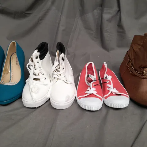 BOX OF APPROXIMATELY 10 ASSORTED PAIRS OF SHOES IN VARIOUS SIZES, COLOURS AND STYLES