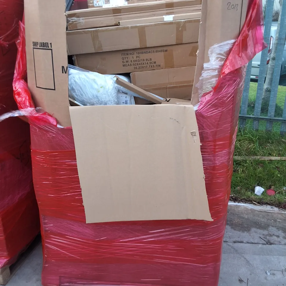 PALLET OF ASSORTED HOUSEHOLD ITEMS TO INCLUDE UNOLD PIZZA OVEN, DRUM UNIT AND BAMBOO CHOPPING BOARD 