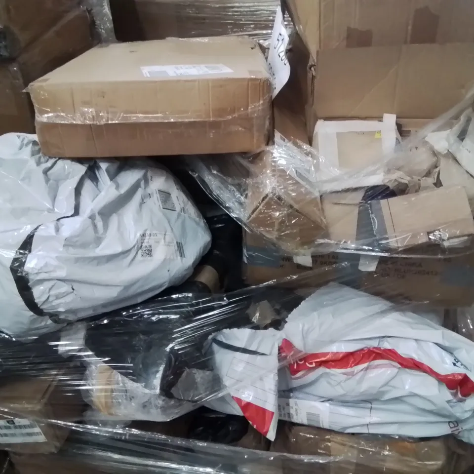 PALLET CONTAINING VARIOUS ASSORTED ITEMS TO INCLUDE FOLDING WAGON, CAR JACK'S,, TOOL BATTERIES,  VACUUM CLEANER AND LOTS MORE UNMARKED BOXED ITEMS 