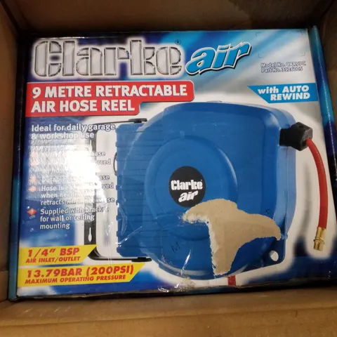 BOXED CLARKE CAR9PC 9M RETRACTABLE AIR HOSE REEL