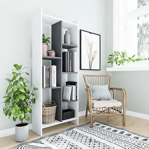 BOXED DECOROTIKA EDEN 7-TIER BOOKCASE - ANTHRACITE/WHITE (1 BOX)