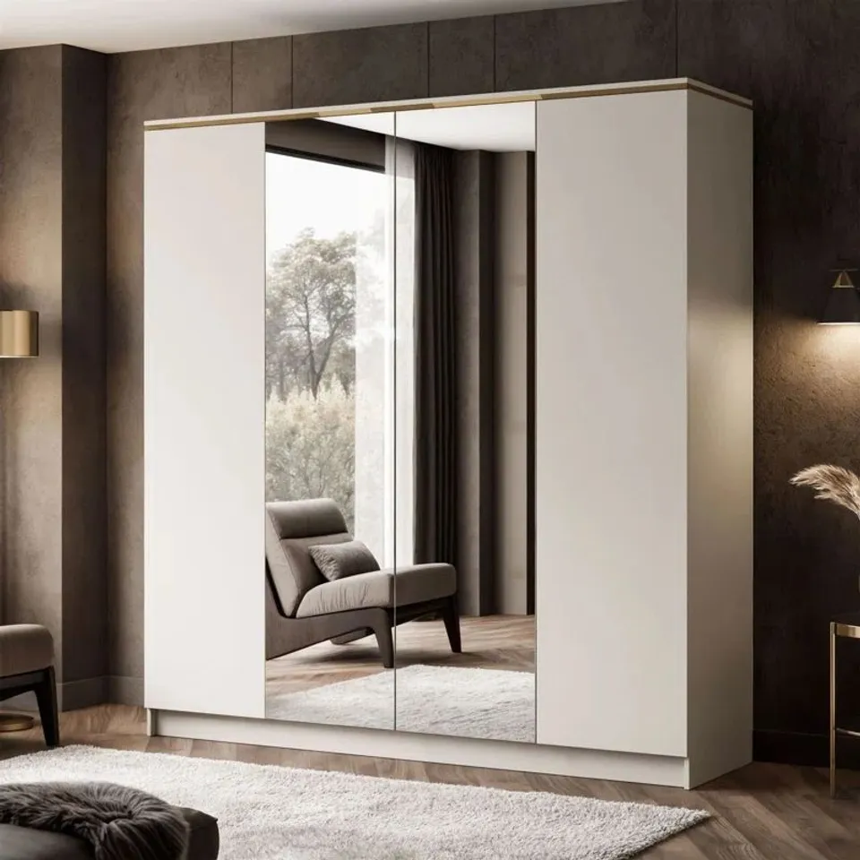 BOXED AURORA 4D WARDROBE WITH MIRROR CASHMERE (7 BOXES)