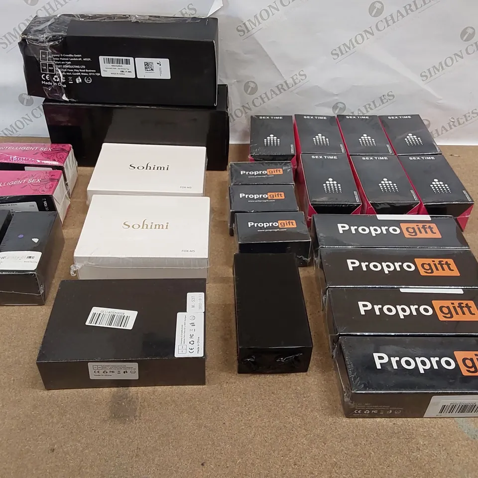 BOX OF APPROXIMATELY 24X SEALED ADULT TOYS AND MUSCLE MASSAGERS (1 BOX)