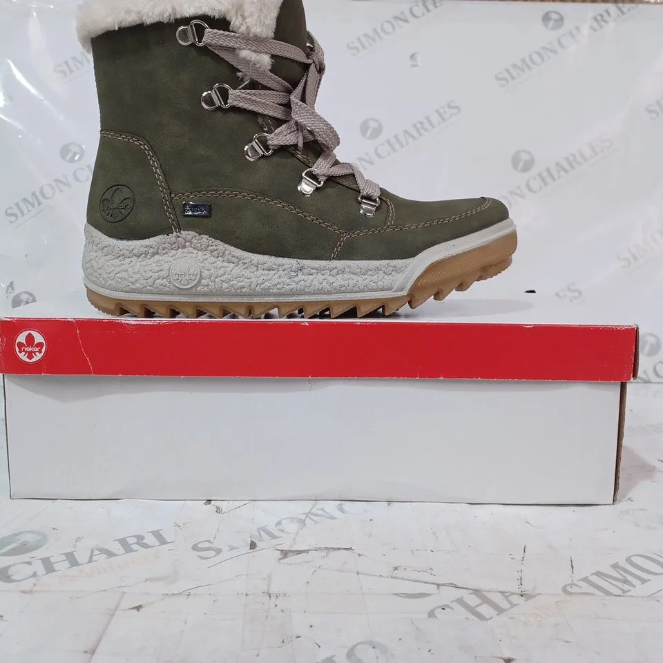 BOXED RIEKER ANTISTRESS WARM HIKING BOOTS, KHAKI - SIZE 4