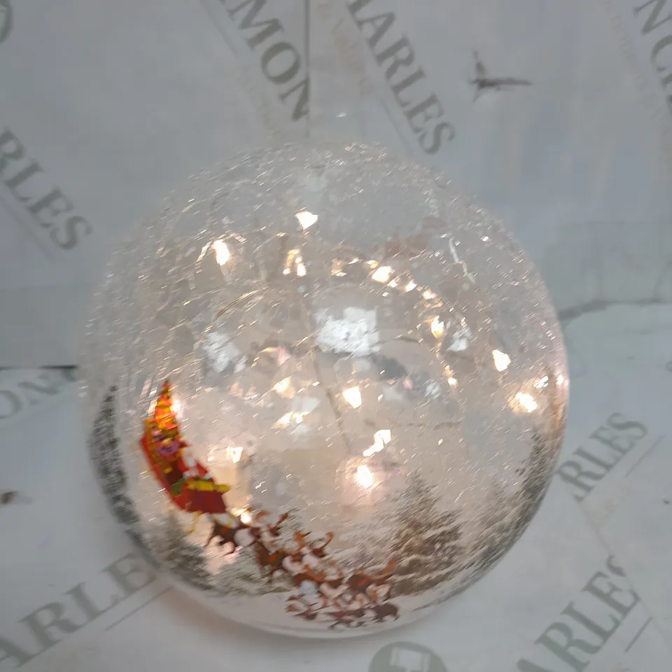 FESTIVE PRE-LIT SCENIC CRACKLE GLASS SPHERE