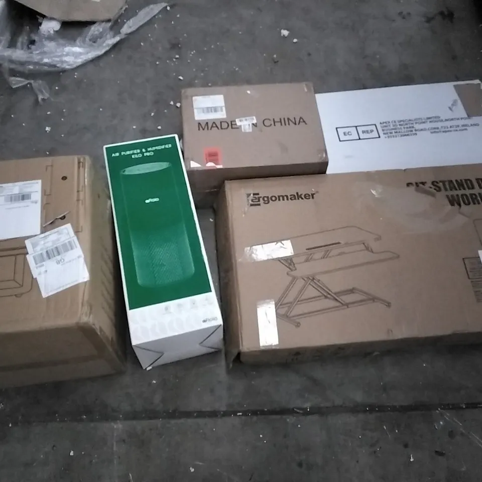 PALLET OF ASSORTED ITEMS INCLUDING ACEKOOL AIR FRYER, ARGOMAKER SIT-STAND DESKTOP WORKSTATION, FLOIA AIR PURIFIER & HUMIDIFIER, XGEAR CQMPING CHAIR WITH SIDE TABLE, EZYFAST  