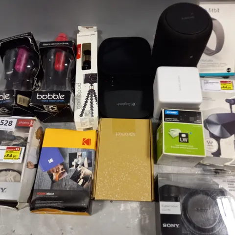 LOT OF APPROXIMATELY 25 ASSORTED ITEMS TO INCLUDE SONY PORTABLE SPEAKER, JOBY GORILLAPOD SONY CYBER-SHOT CASE AND SENNHEISER EARBUDS