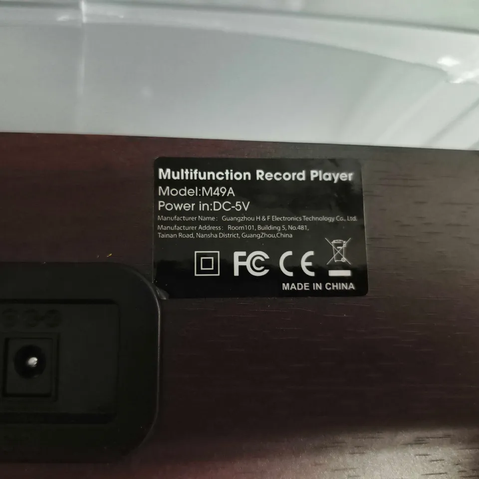 MULTIFUNCTION RECORD PLAYER MODEL M49A – WOOD CABINET WITH CLEAR DUST COVER (GUANGZHOU H&F ELECTRONICS)