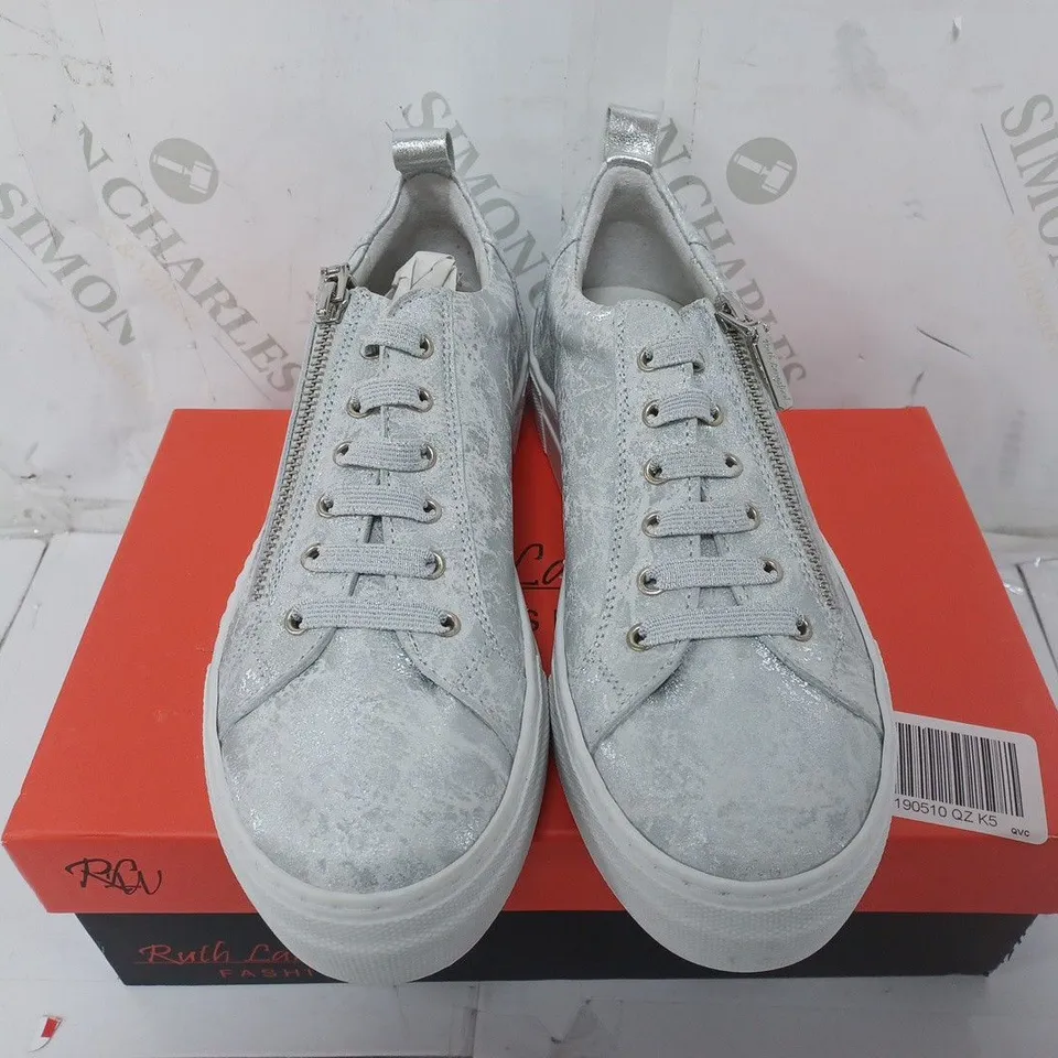 RUTH LANGSFORDZIP TRAINERS IN SILVER - SIZE 38